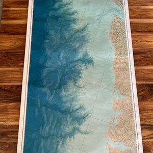 Vintage Bathymetric Map of Continental Shelf and Slope Off Coast of Washington.